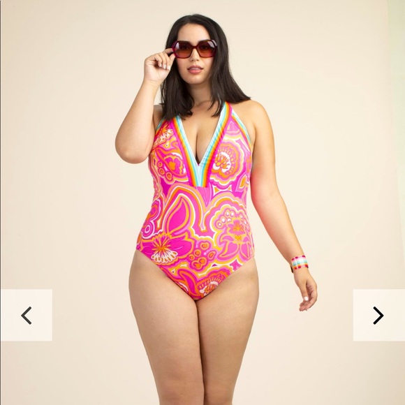 NWT TRINA TURK PLUS V PLUNGE ONE PIECE SWIM - 16W - Picture 7 of 7